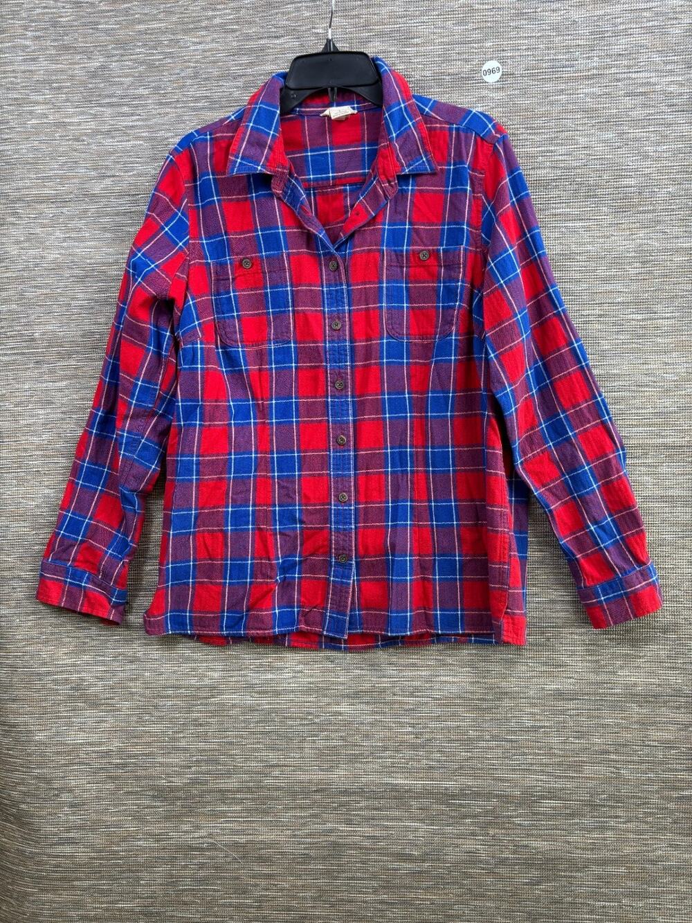 Duluth Trading Co Red and Blue Plaid Button-Up Shirt